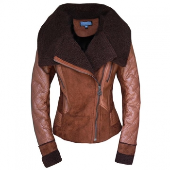 

Coffee New Women's Faux Fur One Piece Leather Winter Turn Down Collar Coats & Jackets, Multicolor