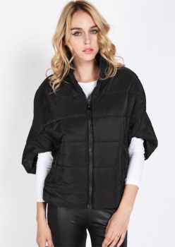 

Black Bat Short Sleeve Winter Warm Zip Up Jacket, Multicolor