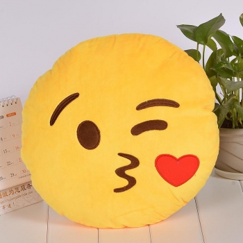 

Color 2 Round Soft Smile Emoticon Cushion Pillow Stuffed Plush Toy Doll, Multicolor