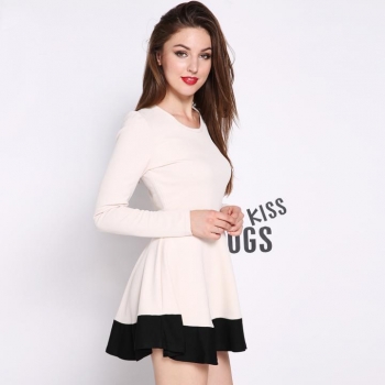 

Apricot Women Autumn Winter Pullover Skirt Short Slim Design Tops Casual Dresses, Multicolor