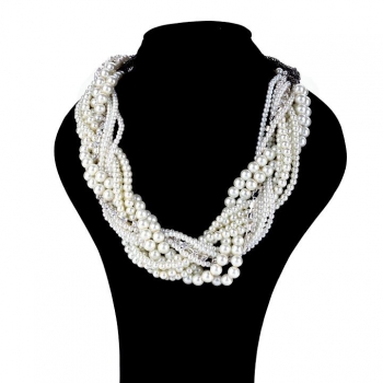 

Hot Fashion Married Short Design Pearl Knitted Female Chain Necklace Formal Dress Accessories