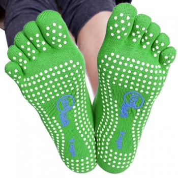 

High Quality Stylish New Fashion Warm Sport Yoga Socks Full Toe with Grips, Green