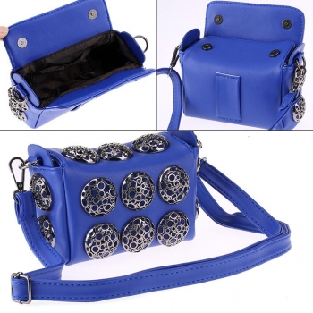 

Korean Stylish Cool Personality Fashion Rivet Bag Shoulder Bag Handbags Cross Bags, Blue