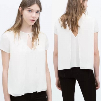 

White Stylish Ladies Women Two Pieces V Neck Sleeveless Solid And Short Sleeve Casual Chiffon Blouse Tank Tops T-Shirts Suits & Blazers, Multicolor