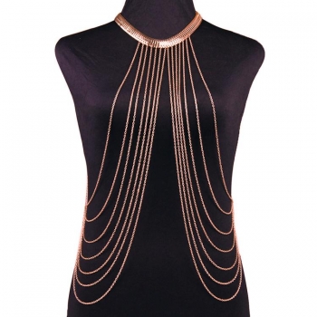 

Sexy Golden Crossover Body Chain Round Collar Body Necklace