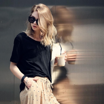 

Black New Lady Women's Fashion Short Sleeve O-Neck Casual Loose Blouse Tank Tops T-Shirts, Multicolor