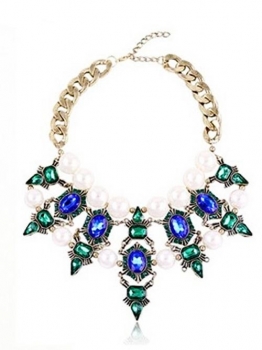 

New Fashion Women Beads Rhinestone Pendant Chain Vintage Style Necklace