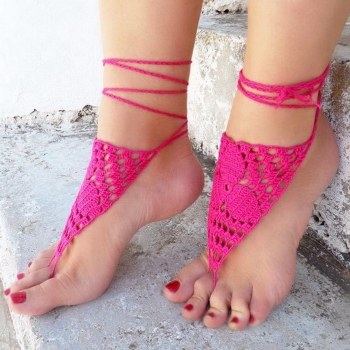 

Hot Fashion Women Knit Crochet Floral Hollow Out Casual Beach Anklets Foot Anklet