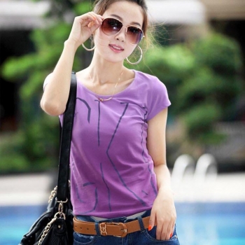 

Purple New Stylish Lady Women's Fashion Short Sleeve O-Neck Sexy Slim Tank Tops T-Shirts, Multicolor