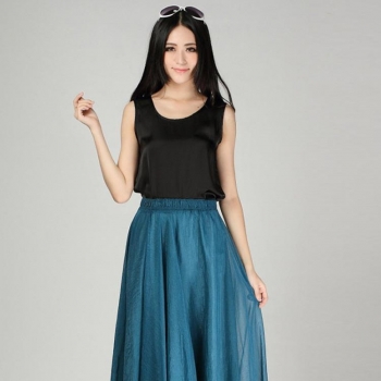 

Black Stylish Lady Women's Casual O-neck Sleeveless Loose Tops Vests Tanks & Camis, Multicolor