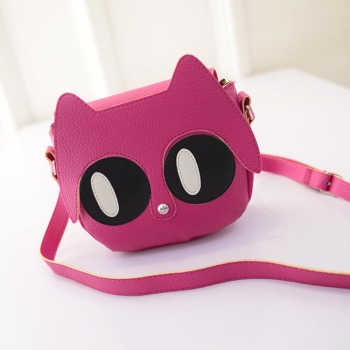 

Fashion Cartoon Diagonal shoulder Leather handbags, Rose red