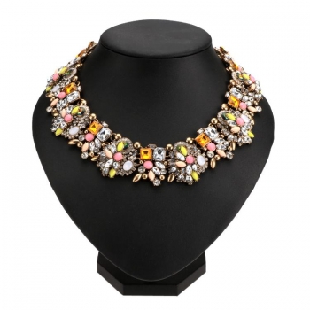 

Fashion Ladies Women Multicolor Rhinestone Pendants Necklace Bib Choker Collar Necklaces