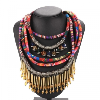 

New Hot Fashion Ethnic Vintage Style Rope Multilayer Weave Bohemian Style Necklace