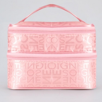 

Pink Zipper Double Layered Character Cosmetic Case Makeup Bag