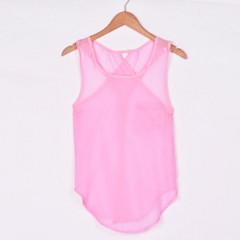 

Pink Stylish Lady Women's Fashion Casual Chiffon Sleeveless Backless Sexy Tops Vests Tanks & Camis, Multicolor