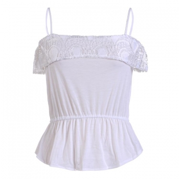 

White New Stylish Lady Women's Sexy Spaghetti Strap Short Sleeve Backless Casual Blouse Vests Tanks & Camis, Multicolor