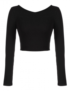 

Black Stylish Women Long Sleeve Sexy Backless Blouse T-shirt Ladies Casual Tank Crop Tops, Multicolor