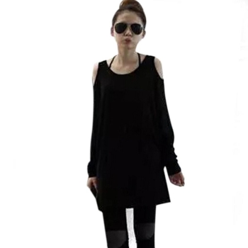 

Black Casual Women O-Neck Off the Shoulder Long Sleeve Loose Solid Blouse Tank Tops Tunics, Multicolor
