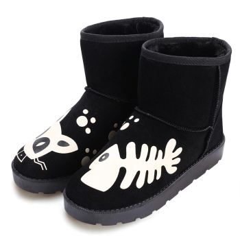 

Black New Fashion Women's Casual Winter Warm Ankle Snow Flat Shoes Boots, Multicolor