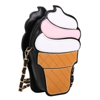 

Black Cute Ice Cream Cupcake Shape Mini Crossbody Bag, Multicolor