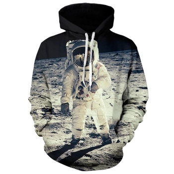 

Gray Fashion Women Casual Long Sleeve Hooded Pullover Loose Print Hoodies & Sweatshirts, Multicolor