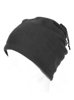 

Grey Warm Drawstring Adjustable Multifunction Neckerchief Scarf Hat Mask Polar Fleece, Multicolor