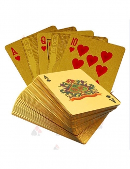 

24K Back EUR Printed Gold Foil Plated Poker Playing Cards With Wood Box