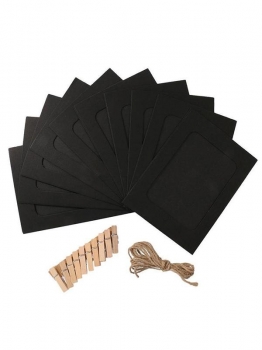 

Black DIY Paper Photo Wall Picture Hanging Album With Rope Clips, Multicolor