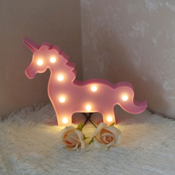 

Pink New 3D LED Animal Plant Warm Light Colorful Party Night Lamp Bedroom Decor Gift, Multicolor