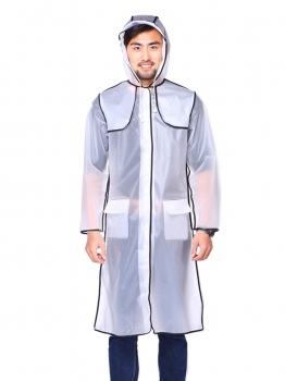 

Unisex Adults Long Sleeve Patchwork Drawstring EVA Hooded Raincoat Rain Poncho, Multicolor