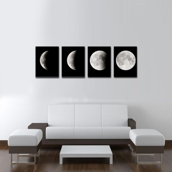 

4PCS Canvas Print Wall Art Frameless Painting Home Decor Poster Abstract Moon