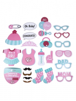 

Pink Baby Kids Photo Booth Props On A Stick Shower Party Fun Christmas Birthday Favor, Multicolor