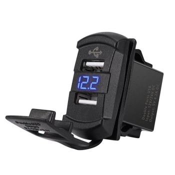

12V 24V Dual 2 Port USB Charger Socket Voltage Voltmeter Rocker Switch Panel Car