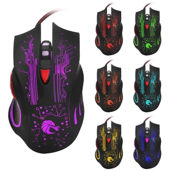 

5500DPI 6 Button Wired Optical Gaming Mouse Color Changing Home Office USB Interface Mice for PC Laptop Desktop