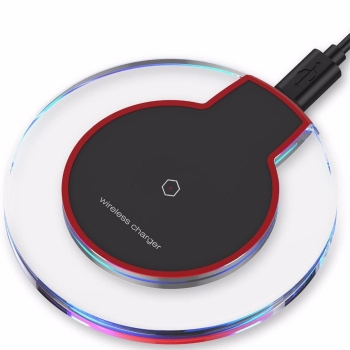 

Wireless Charger Crystal Round Charging Pad With Receiver For Iphone Samsung, Multicolor