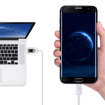 

1M Smart Voltage Current LED Digital Display Micro USB Sync Data Charging Cable, White