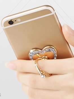 

Gold General Metal Finger Ring Heart Phone Stand Holder Mount Bracket For Cell, Multicolor