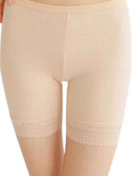 

Apricot Elastic Waist Lace Trim Under Safety Panties, Multicolor