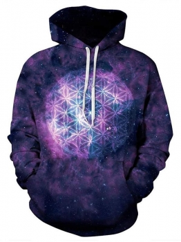 

Blue Unisex Fashion Casual Long Sleeve Printing Hooded Sweatshirts Pullover Hoodie, Multicolor