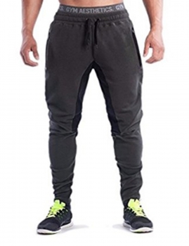 

Black Men's Contrast Color Patchwork Drawstring Sports Pants, Multicolor