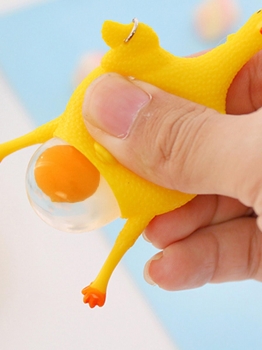 

Squeezing Toy Novelty Seeking Chicken Laying Egg Keychain Stress Relief Egg