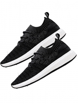

Black Knit Synthetic Fiber Trainning Sports Gym Running Sport Shoes, Multicolor