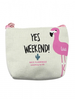 

Beige 1 Flamingo Printed Cute Coin Bag Change Purse, Multicolor