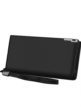 

Black Synthetic Leather Long Multi Card Organizer Clutch Wallet, Multicolor