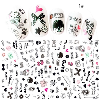 

Type 1 Printed Self-adhensive Manicure Transfer Decals DIY Nail Stickers, Multicolor