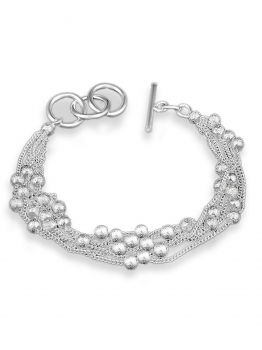 

Silver Plated Multi-Strand Beads Charm Chain Bracelets