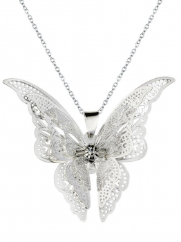 

Rhinestone Hollow Out Butterfly Pendant Chain Necklaces