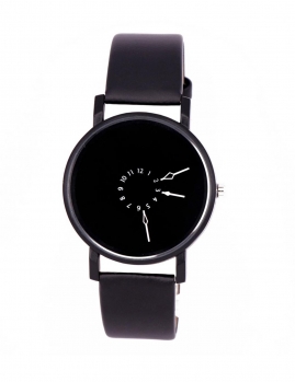 

Synthetic Leather Analog Quartz Couple Wrist Watch, Black