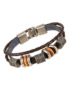 

Alloy Synthetic Leather Wrap Braided Wrist Bangle Bracelets, Black