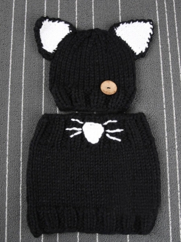 

Ribbed Knit Winter Hat Beanie Cap with Neckerchief 2 Pieces Set, Black